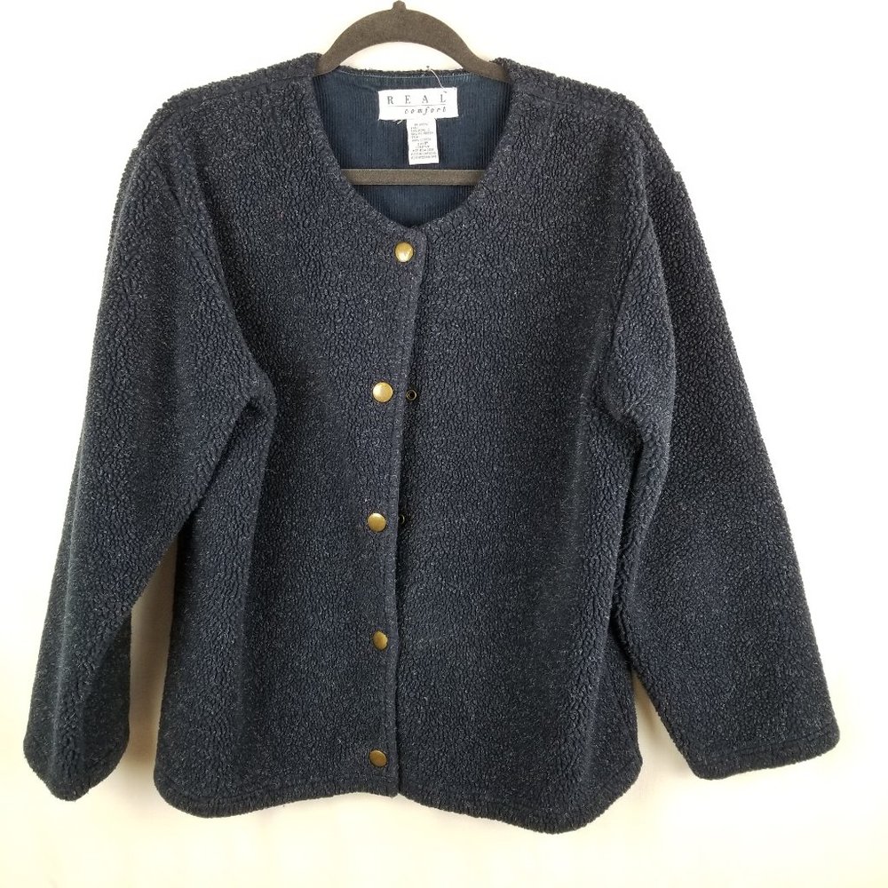 Real Comfort blue snap front jacket size M